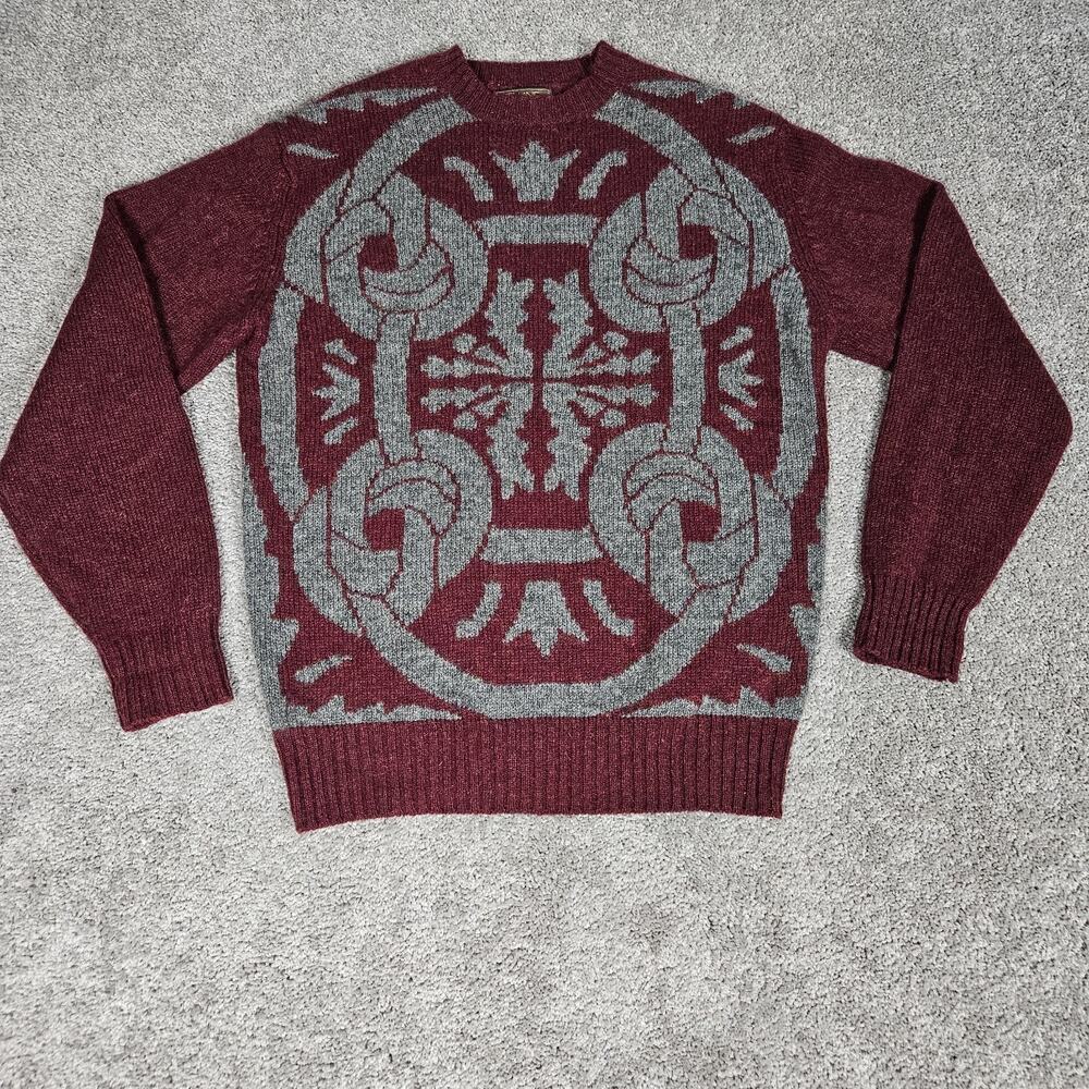 Vtg Thane Sweater Men's XL Maroon Scottish Shetland Wool Knit Academia